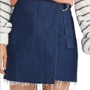 Madewell Denim Raw Hem Mini Wrap Skirt